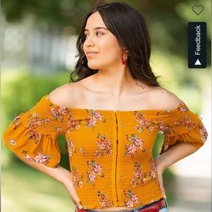 Mustard yellow floral crop top